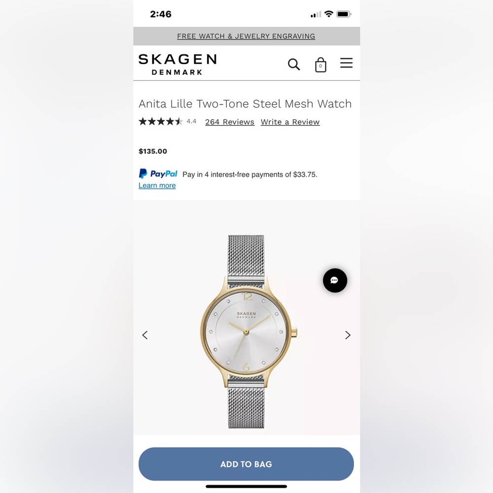 Skagen Anita Lille two tone stainless mesh watch